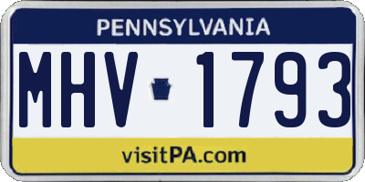 PA license plate MHV1793