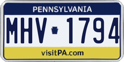 PA license plate MHV1794