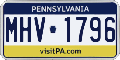 PA license plate MHV1796