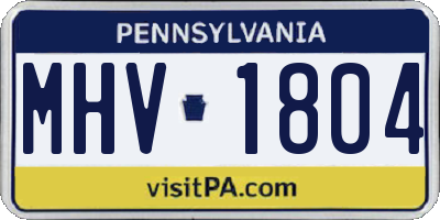 PA license plate MHV1804