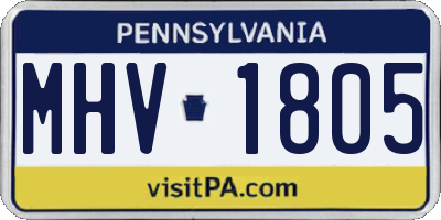 PA license plate MHV1805