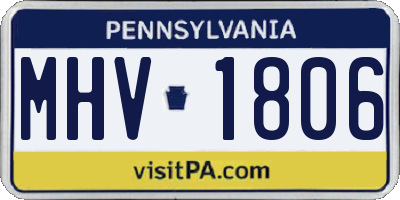 PA license plate MHV1806