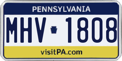 PA license plate MHV1808
