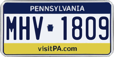 PA license plate MHV1809