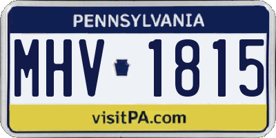 PA license plate MHV1815