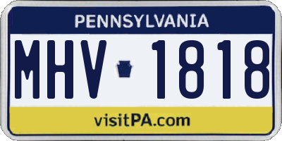PA license plate MHV1818