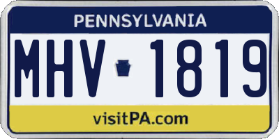 PA license plate MHV1819