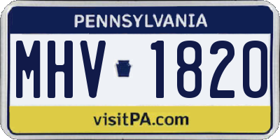 PA license plate MHV1820
