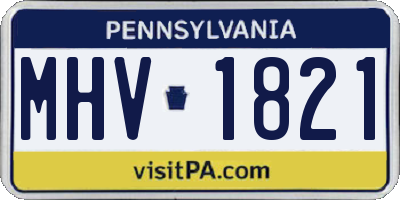 PA license plate MHV1821