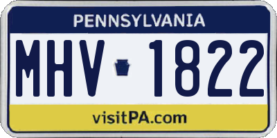 PA license plate MHV1822