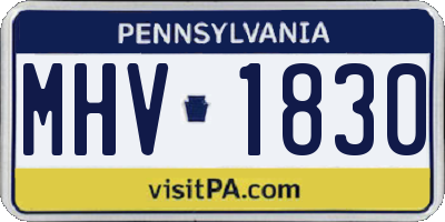 PA license plate MHV1830
