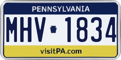 PA license plate MHV1834