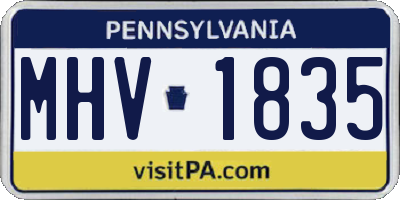 PA license plate MHV1835