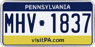 PA license plate MHV1837