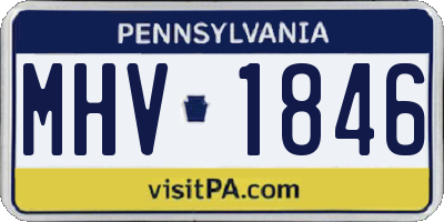 PA license plate MHV1846