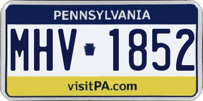 PA license plate MHV1852