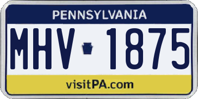 PA license plate MHV1875
