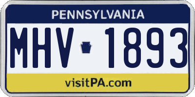 PA license plate MHV1893