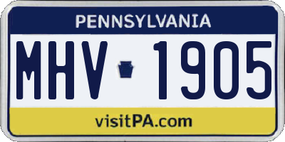 PA license plate MHV1905