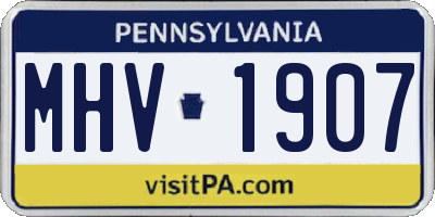 PA license plate MHV1907