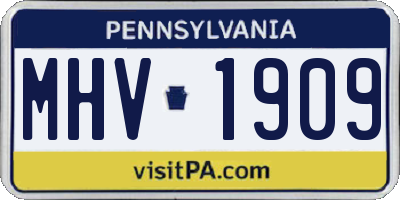 PA license plate MHV1909