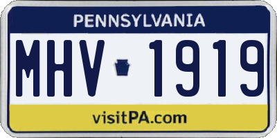 PA license plate MHV1919