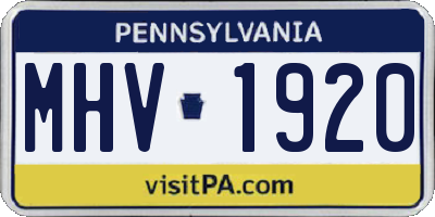 PA license plate MHV1920