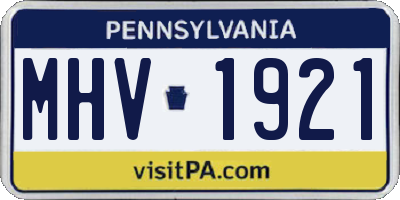 PA license plate MHV1921