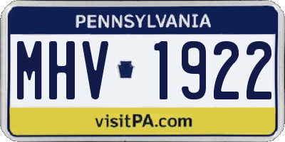 PA license plate MHV1922