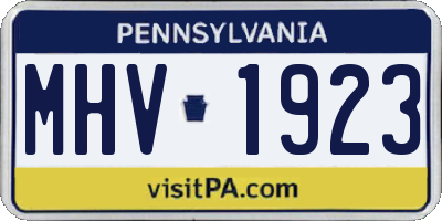 PA license plate MHV1923