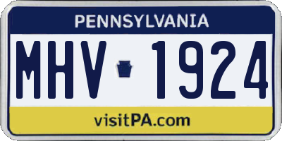 PA license plate MHV1924