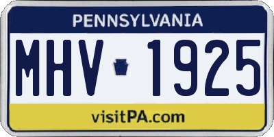 PA license plate MHV1925