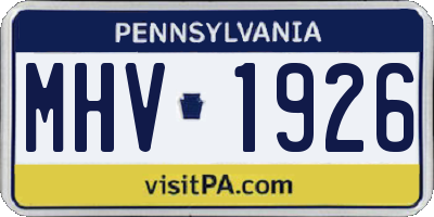 PA license plate MHV1926