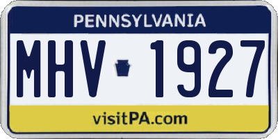 PA license plate MHV1927