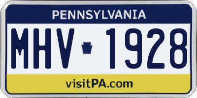 PA license plate MHV1928