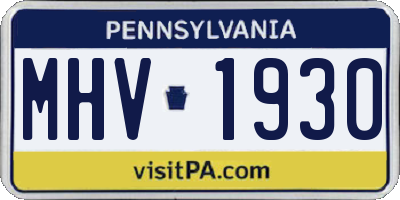 PA license plate MHV1930