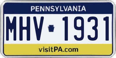PA license plate MHV1931