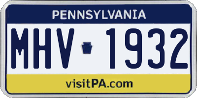 PA license plate MHV1932