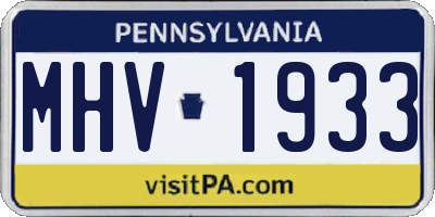 PA license plate MHV1933