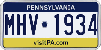 PA license plate MHV1934