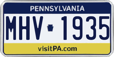 PA license plate MHV1935