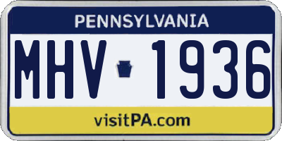 PA license plate MHV1936
