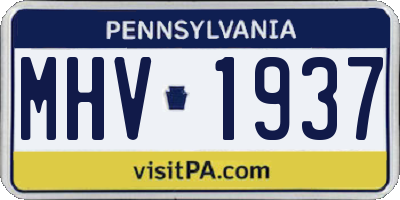 PA license plate MHV1937