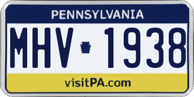 PA license plate MHV1938