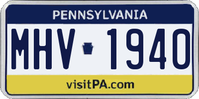 PA license plate MHV1940