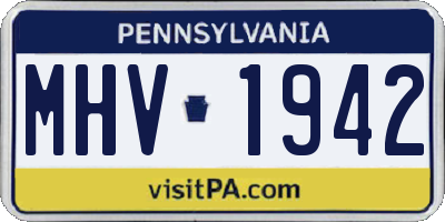 PA license plate MHV1942