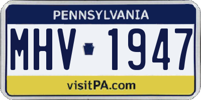 PA license plate MHV1947