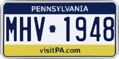 PA license plate MHV1948