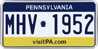PA license plate MHV1952