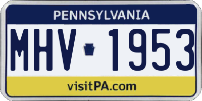 PA license plate MHV1953